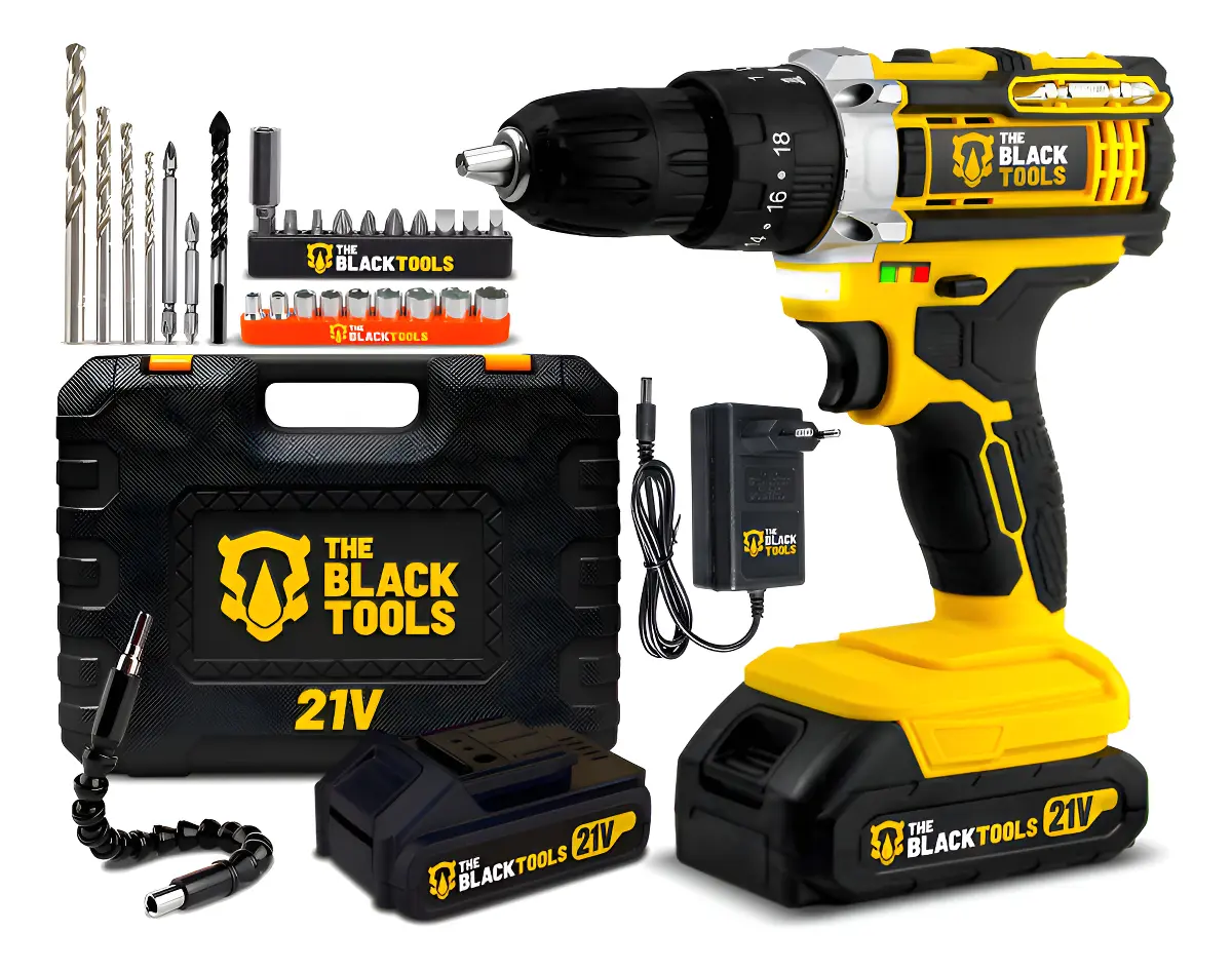 Parafusadeira Furadeira de Impacto The Black Tools TB-21PX 2 Baterias com Maleta