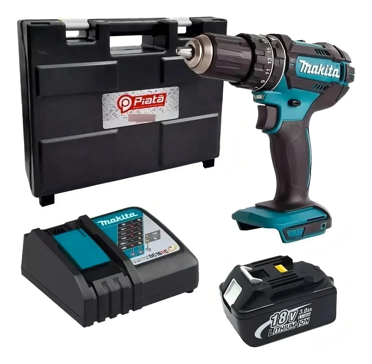 Parafusadeira e Furadeira de Impacto Makita DHP482 18V com 2 Baterias Bivolt