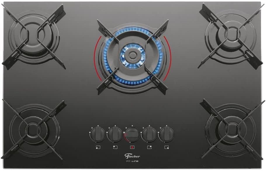 Cooktop a Gás Fischer 5Q TC Fit Line 5 Bocas Tripla Chama Preto Bivolt