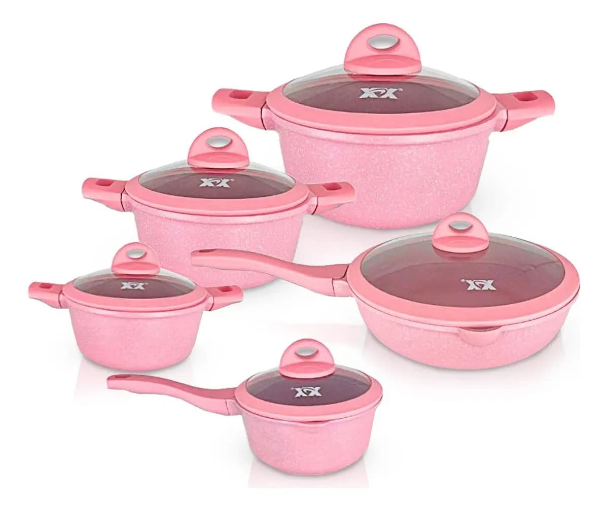Panelas Antiaderentes Compatíveis Com Os Fogões Cor Rosa
