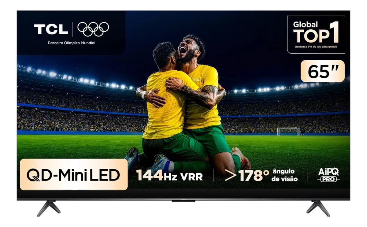 Smart TV TCL 65" QLED Mini LED 4K 65C6K Google TV 144Hz