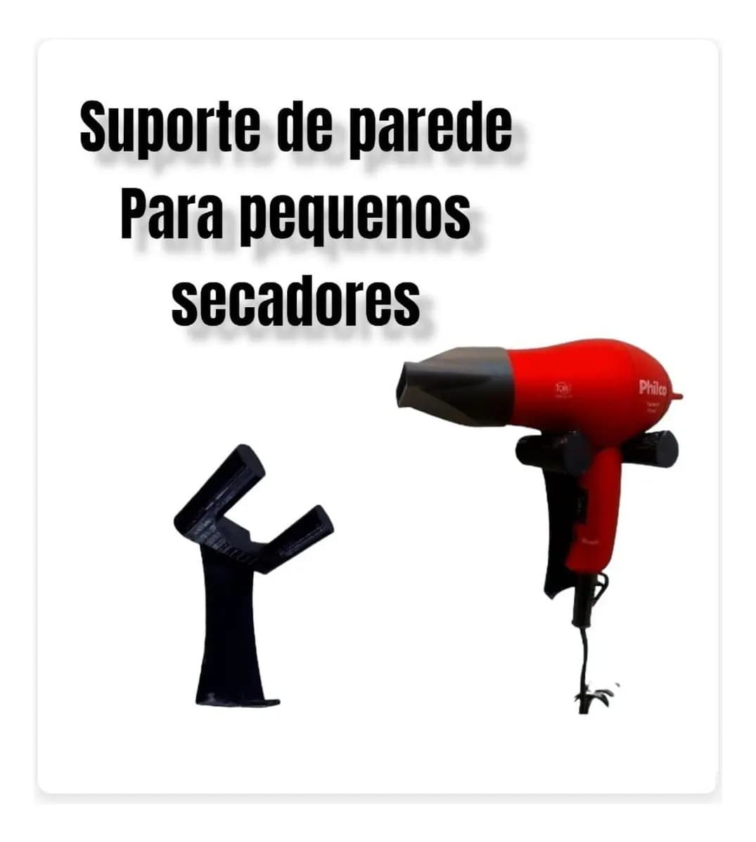 Suporte Parede Pequenos Secadores Cabelo - Fita Dupla Face