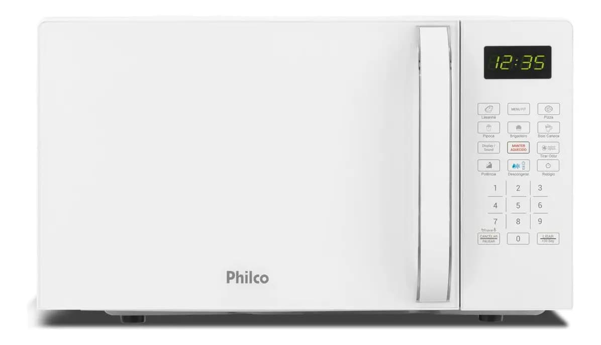 Micro-ondas Philco 20L Espelhado Branco Limpa Fácil PMO23EB 220V